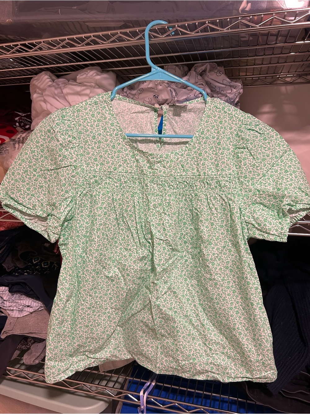 J. Crew Green and White Floral Shift Top
